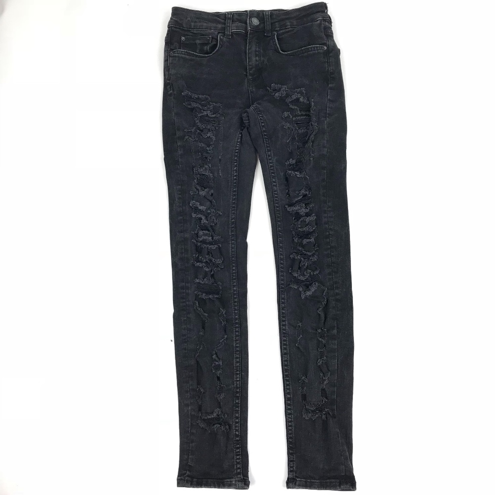 Zara Woman Skinny Ripped Jeans Black Size 2